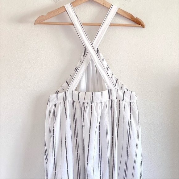 NWT LOFT Beach Halter Neck Flounce Hem Striped Cotton Sun Dress White 16 - Picture 8 of 14
